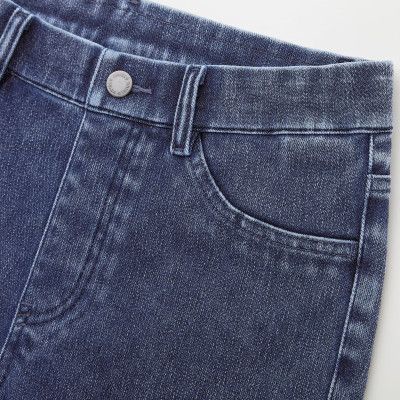 Quần UNQL chất jean thun wash màu loang dáng skinny lưng bảng thun to có 2 túi sau