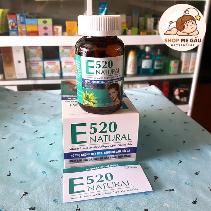Viên uống Vitamin E 520 Natural hỗ trợ chống Oxy hóa, làm đẹp da hộp 30 viên | Thế Giới Skin Care