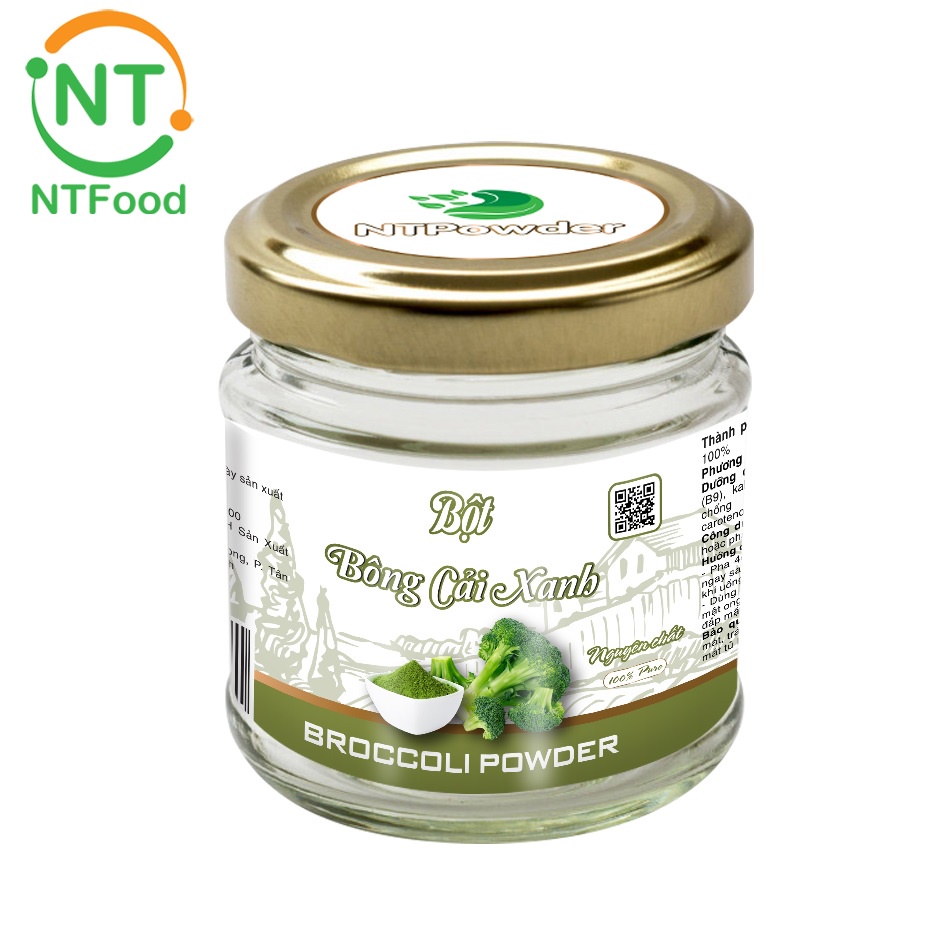 Bột Bông Cải Xanh / Súp Lơ sấy lạnh nguyên chất NTPOWDER (60gr / hũ thủy tinh) - Nhất Tín Food