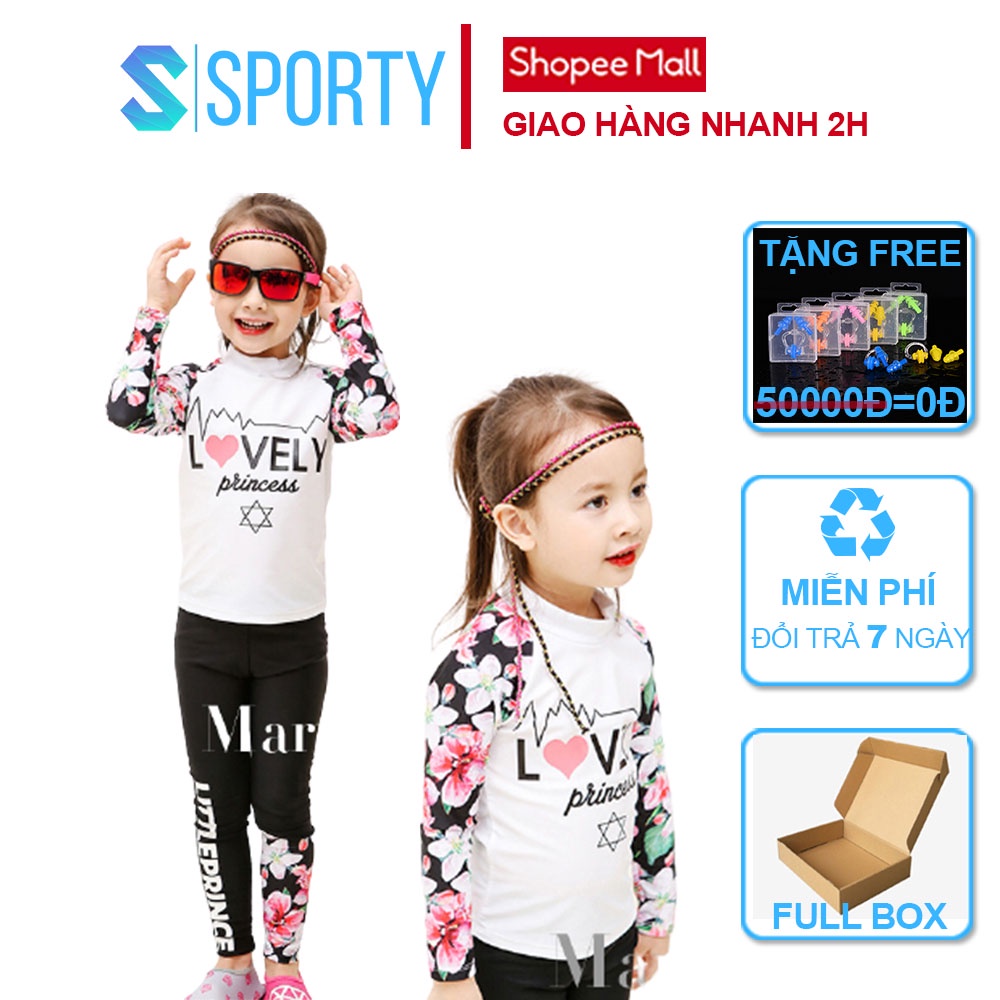 Bộ đồ bơi bé gái SPORTY Lovely Princess, dài tay co giãn tốt