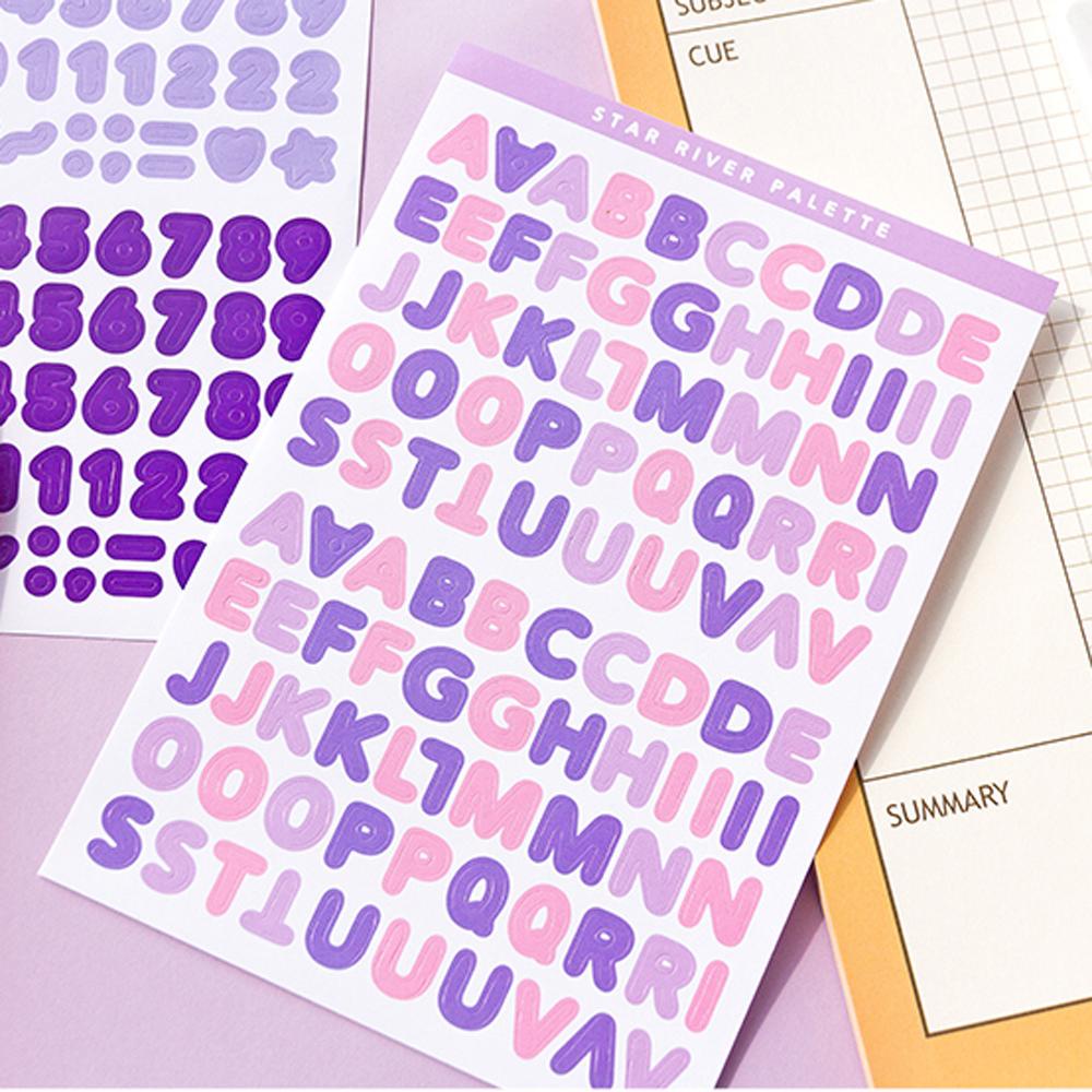 Set 6 Tấm Sticker Chữ Cái Nhiều Màu Sắc Dán Trang Trí Trường Học