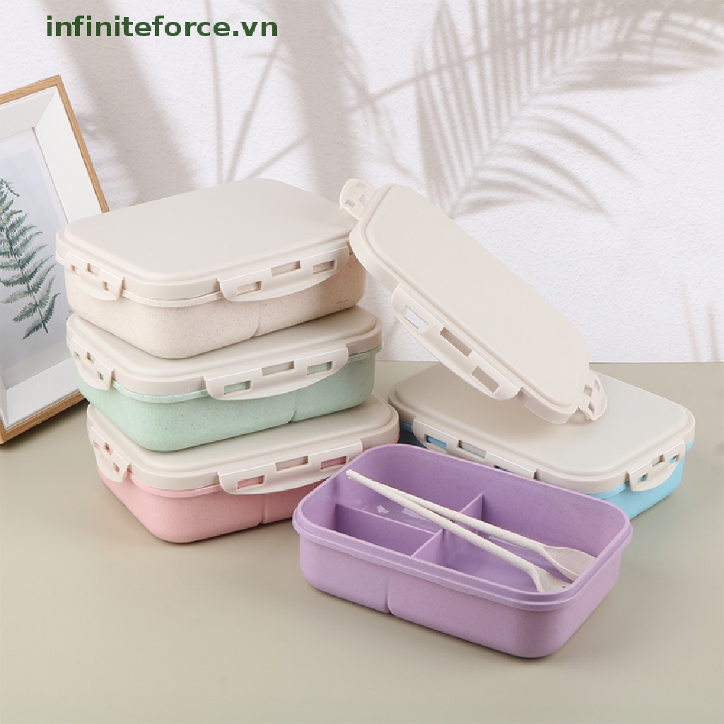 Hộp cơm Kèm Muỗng Nĩa Bằng Rơm Lúa Mì Tiện Dụng Cho Văn Phòng / Trường Học