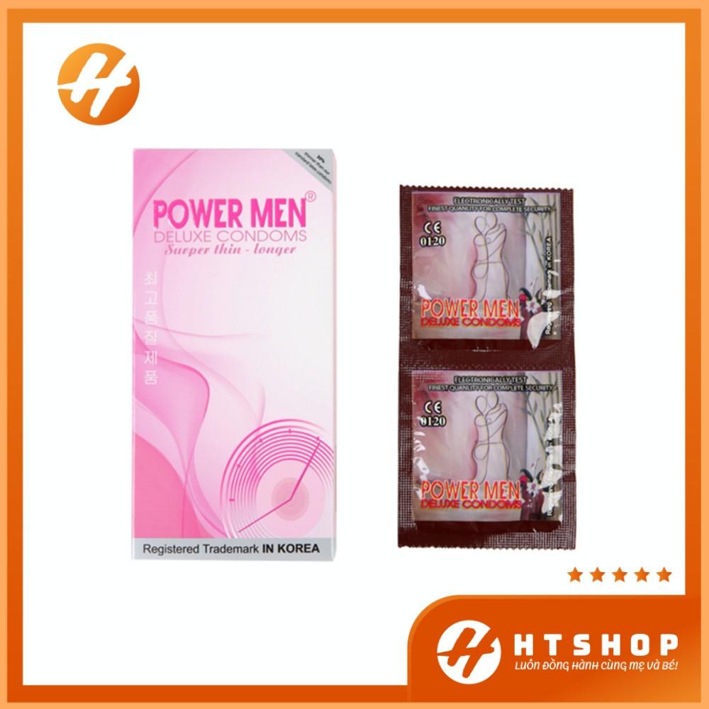 Bao Cao Su Power Men Deluxe Condoms Super Thin & Longer - Đã Mỏng Lại Kéo Dài Hộp 12 Bao - Hàn Quốc