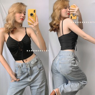 Áo croptop rút dây tròn