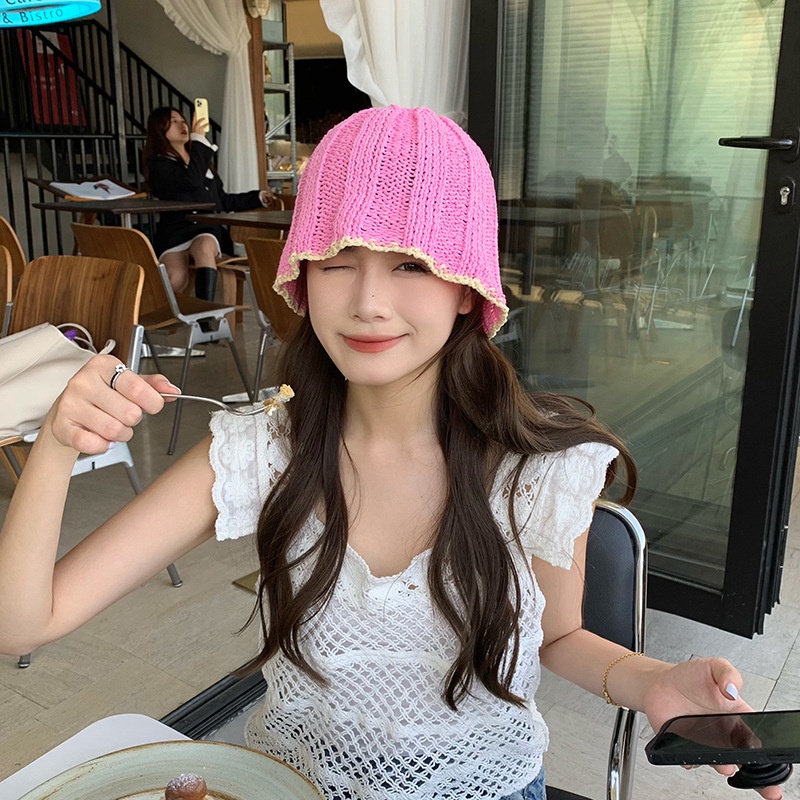 Nón Tai Bèo Dệt Kim Mỏng Xinh Xắn Thời Trang Hàn Quốc Cho Nữ