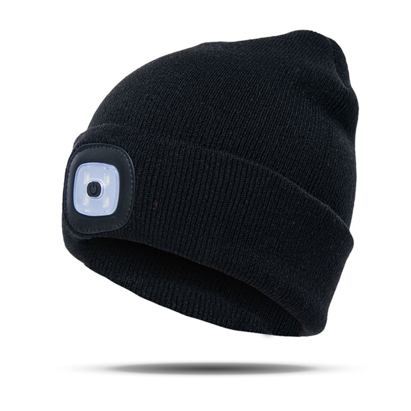 Mũ Beanie Dệt Kim Có 4 Đèn LED Phát Sáng Dành Cho Mùa Đông