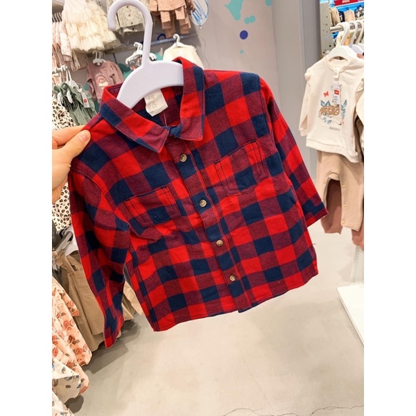 Áo sơ mi caro đỏ cho bé trai H&M Auth hàng chính hãng