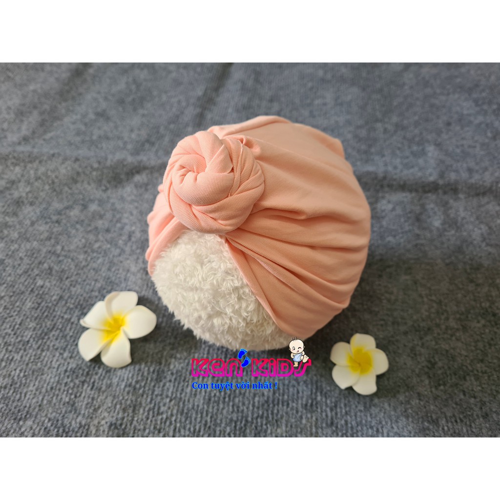 (6-12kg) Nón mũ Turban kiểu Ấn cho bé - màu hồng cam