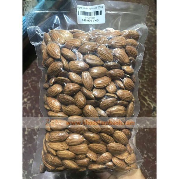 Hạnh nhân hạt sống 500g, hạnh nhân nguyên hạt, hạnh nhân làm sữa hạt, hạnh nhân Mỹ