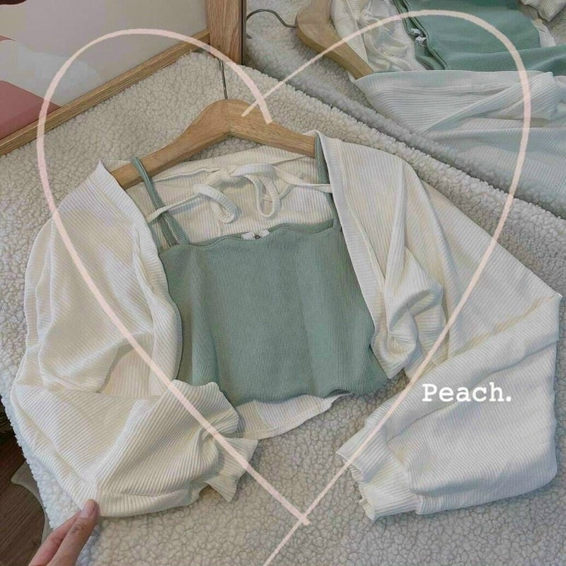 Set áo 2 Dây xanh mint + khoác cánh dơi