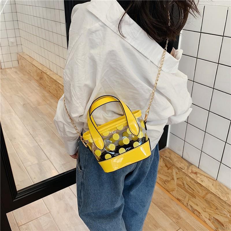 Túi xách da PU phối họa tiết chấm bi xinh xắn cho bé gái