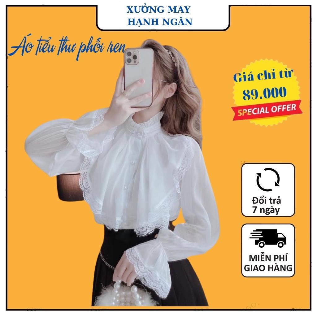 Áo tiểu thử phối ren HANNA hàn quốc 2 lớp bánh bèo điệu đà freesize 42 đến 58kg A005 xưởng may Hạnh Ngân | BigBuy360 - bigbuy360.vn