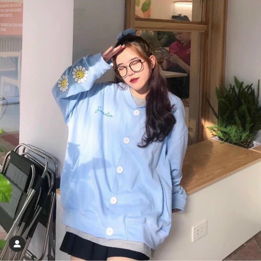 Áo cadigan nữ🍁FREESHIP🍁 Khoác bomber sweeti xanh [ao khoac nu]