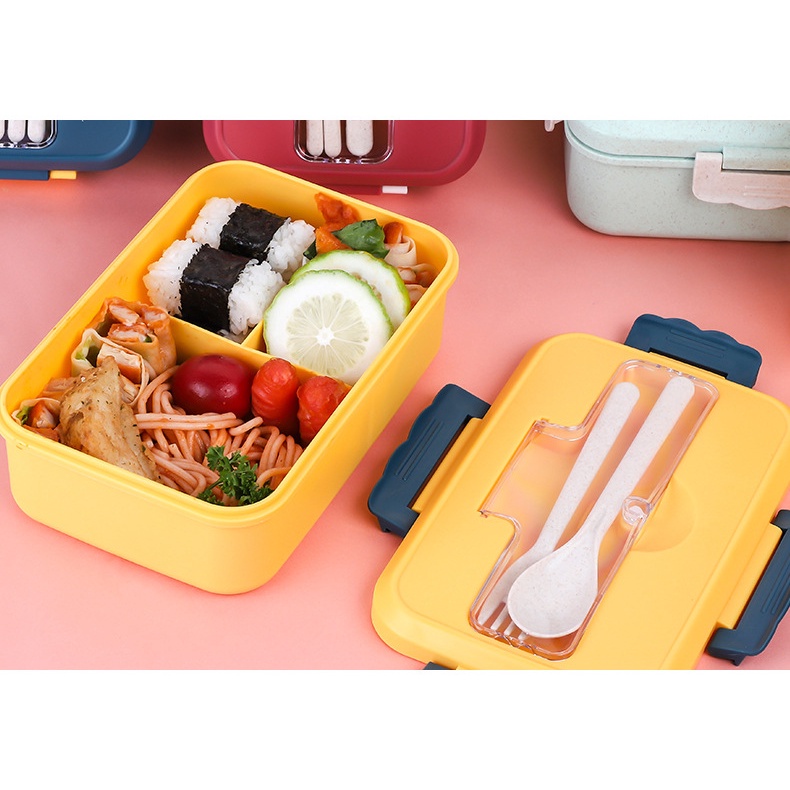 (Có Giấy Kiểm Định) Hộp Đựng Cơm Lúa Mạch - Cốc Canh - Túi Giữ Nhiệt Ăn Trưa Văn Phòng - Cà Mèn Chia 3 Ngăn Bento Cute