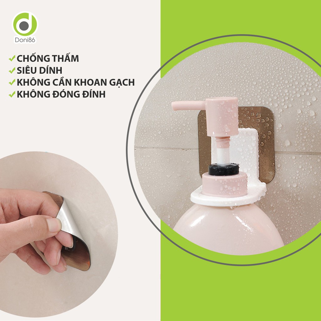 Móc dán tường treo bình rửa tay, sữa tắm, dầu gội có vòi xịt siêu dính - Doni86 - PK150