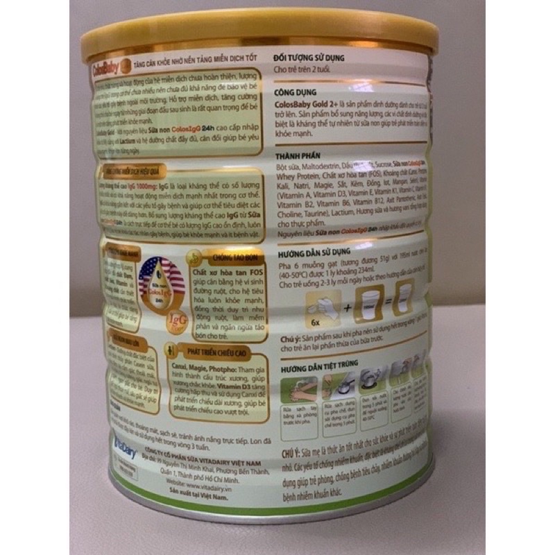 Sữa COLOSBABY GOLD 2+ 1000IgG ( cho trẻ trên 2 tuổi ) lon 800gr Date mới nhất