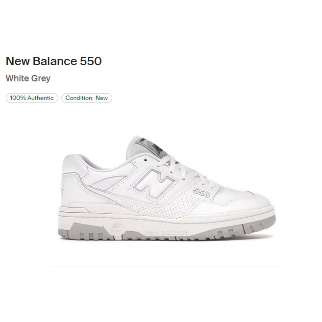 [Bản cao cấp] Giày thể thao sneaker NB 550 White Grey  - NB550 Trắng lưỡi gà xám