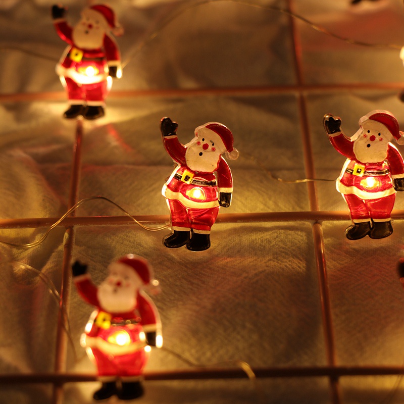 2m Dây Đèn LED Hình Ông Già Noel Tuần Lộc Trang Trí Giáng Sinh Năm Mới 2024