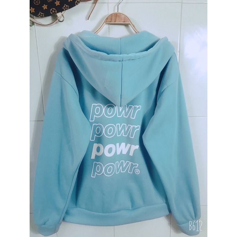 Áo Khoác Hoodie Form Rộng POWR Kéo Khóa Unisex Nam Nữ 3 Màu | BigBuy360 - bigbuy360.vn