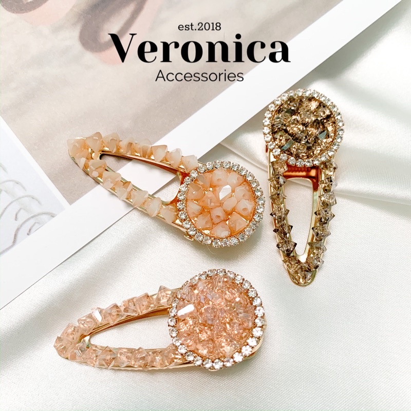 Kẹp tóc đính đá phụ kiện tóc Hàn Quốc Veronica