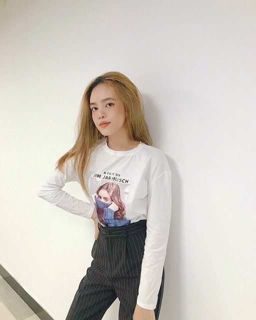 Quần baggy nút kẻ sọc hai túi