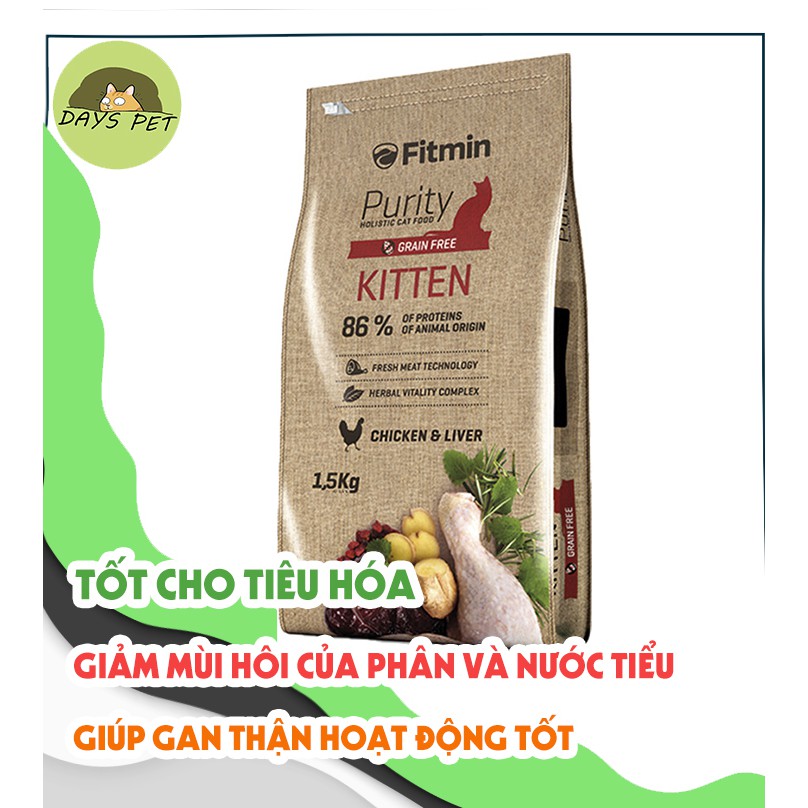 Thức ăn cho mèo FITMIN CAT PURITY KITTEN dành cho mèo con và mèo mẹ Dayspet FCPK