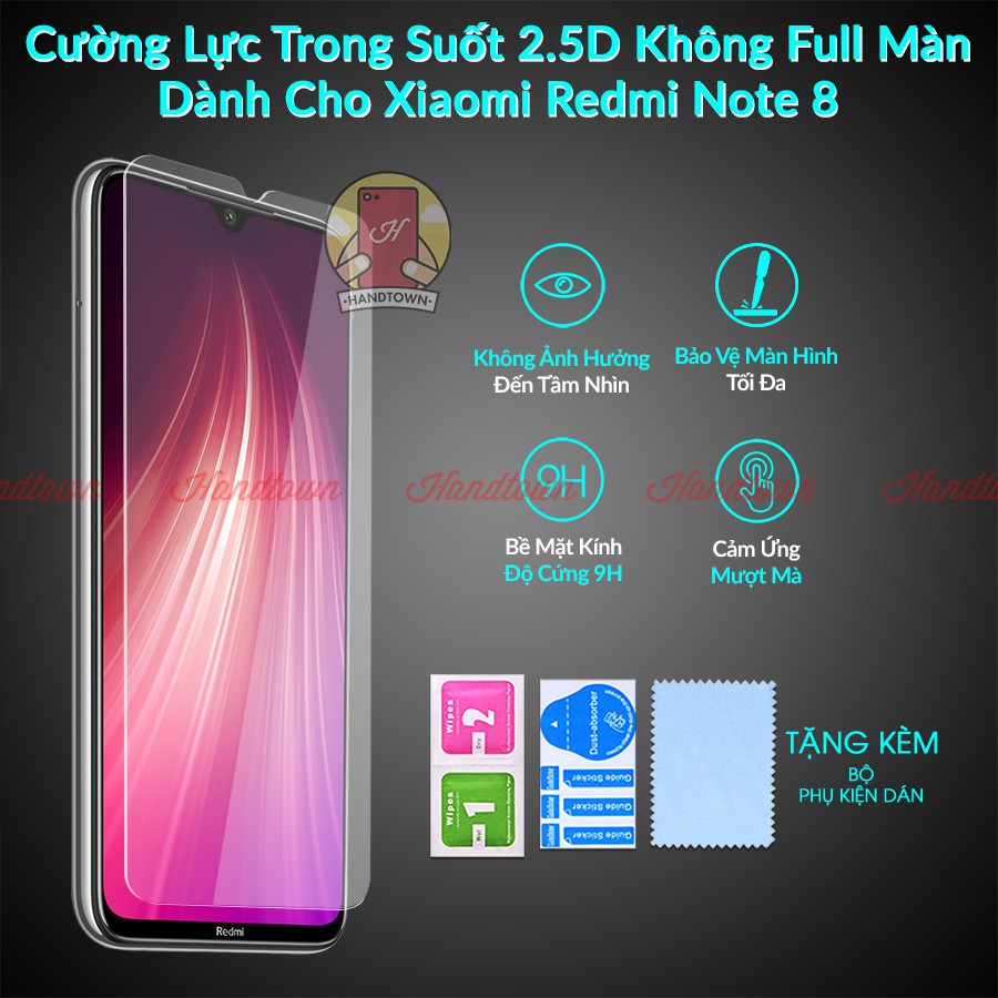 Cường lực trong suốt 2.5D không full màn dành cho Xiaomi Redmi Note 8