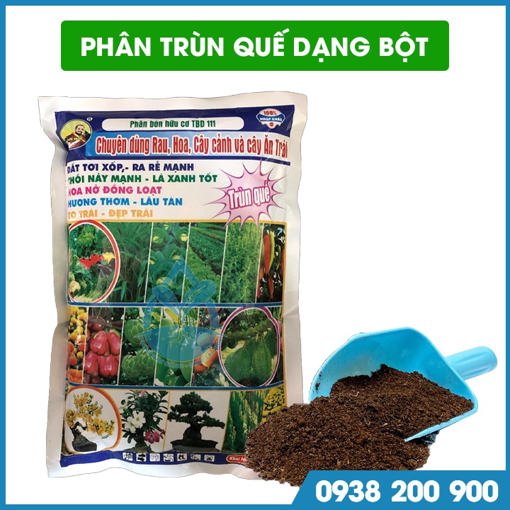 Phân trùn quế trồng cây ( dùng để trộn vưới đất trồng cây và hoa) gói 1kg