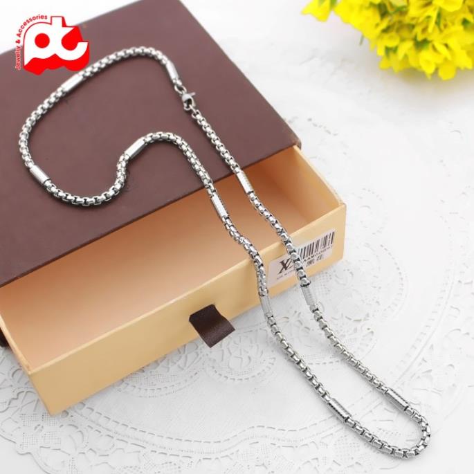 Dây chuyền nam titan cao cấp thời trang đẹp kiểu bọc khoanh chạm họa tiết tròn PT JEWELRY kích cỡ 4mm PTDCNA162