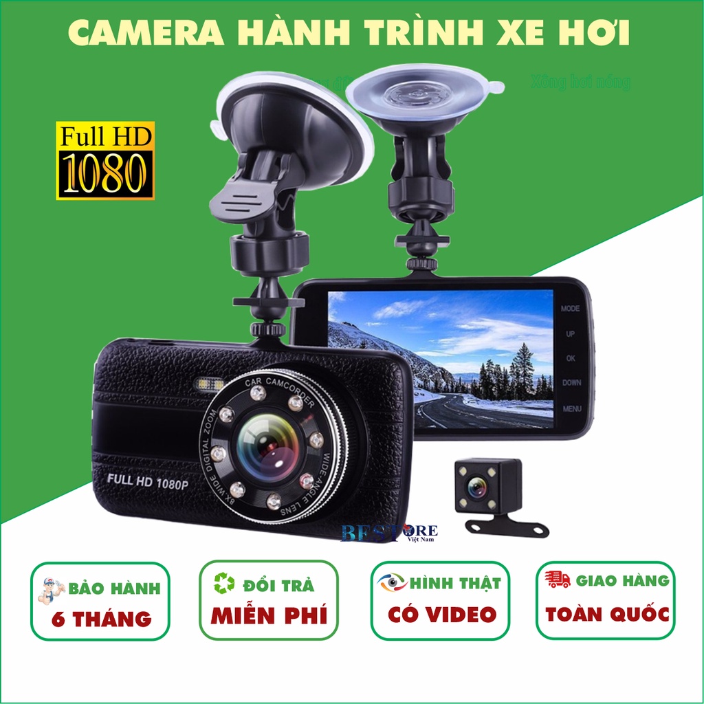 Camera Hành Trình Trước Sau Full HD Tích Hợp Đèn Trợ Sáng Ban Đêm Bảo Hành 6 Tháng