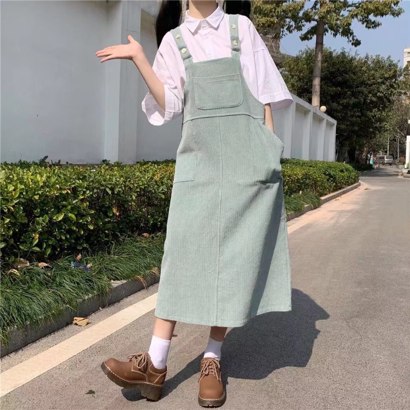Áo tay ngắn/ Đầm yếm PERTY màu trơn đơn giản thời trang phong cách Hàn Quốc cho nữ