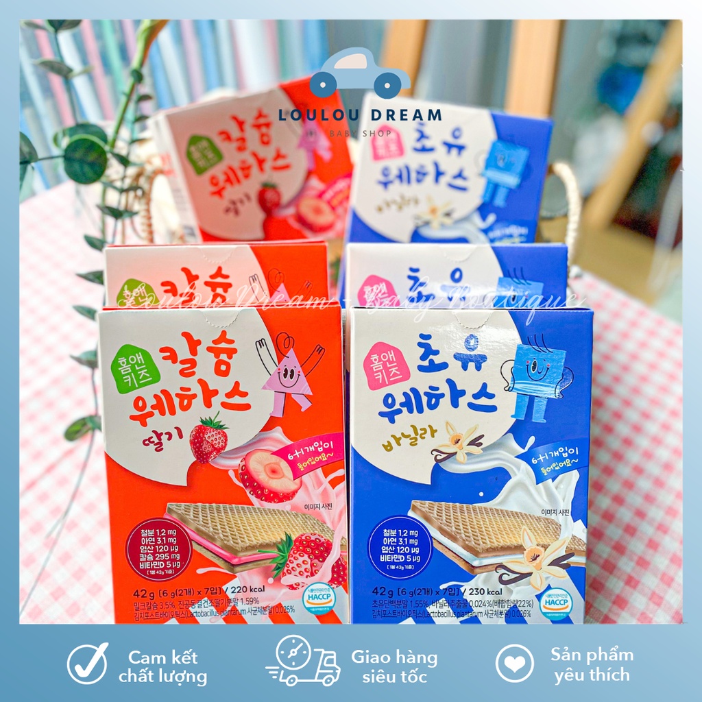 Bánh xốp nhân kem hữu cơ Home Kids Hàn Quốc bổ sung canxi cho bé ăn dặm hộp 42g [BAY AIR]