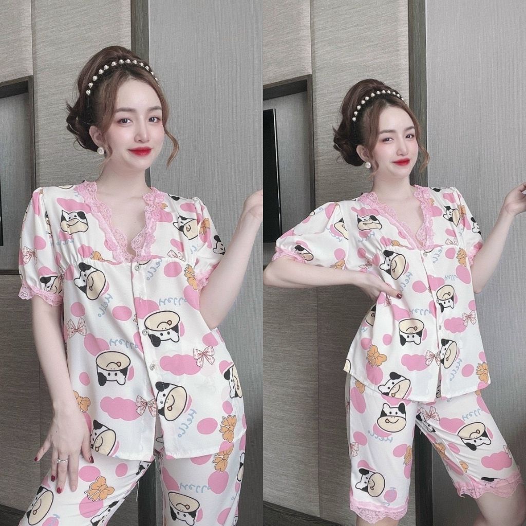 Đồ ngủ Pijama ❣️FREE SHIP❣️Đồ ngủ Nữ Dễ Thương Lụa Cao Cấp mềm mịn &lt; 63Kg