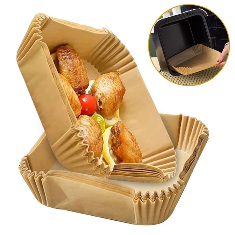 Set 25/50 giấy lót nồi chiên không dầu nướng bánh 20cm không dính dùng một lần