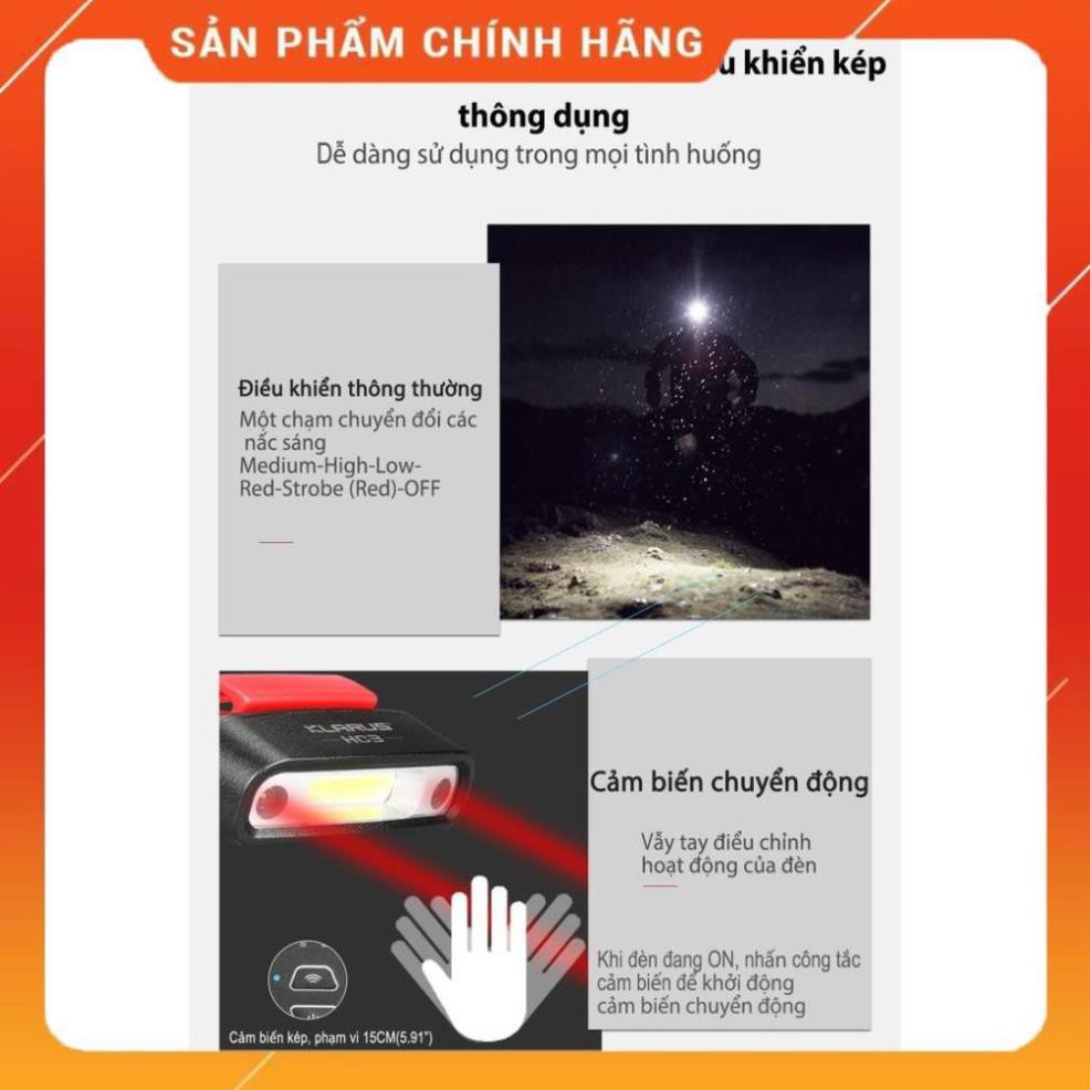 KLARUS HC3 - Đèn pin và đèn sạc đội đầu đeo đầu cảm biến chuyển động mini 100lm pin sạc