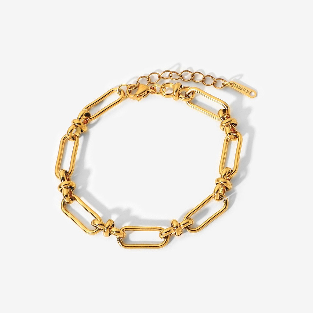 Vòng Tay Dây Xích Bản Rộng Mạ Vàng 18K Bằng Thép Không Gỉ Thiết Kế Mới Thời Trang Dành Cho Nữ