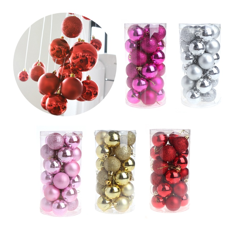 Set 24 Trái Châu Trang Trí Giáng Sinh