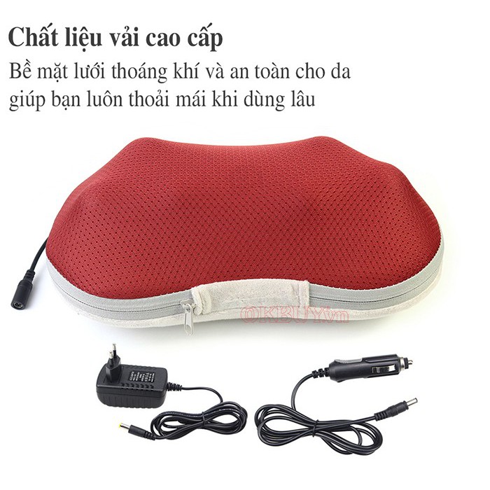 Gối massage hồng ngoại điều trị đau mỏi cổ 6 bi PULI PL-817B - CHÍNH HÃNG