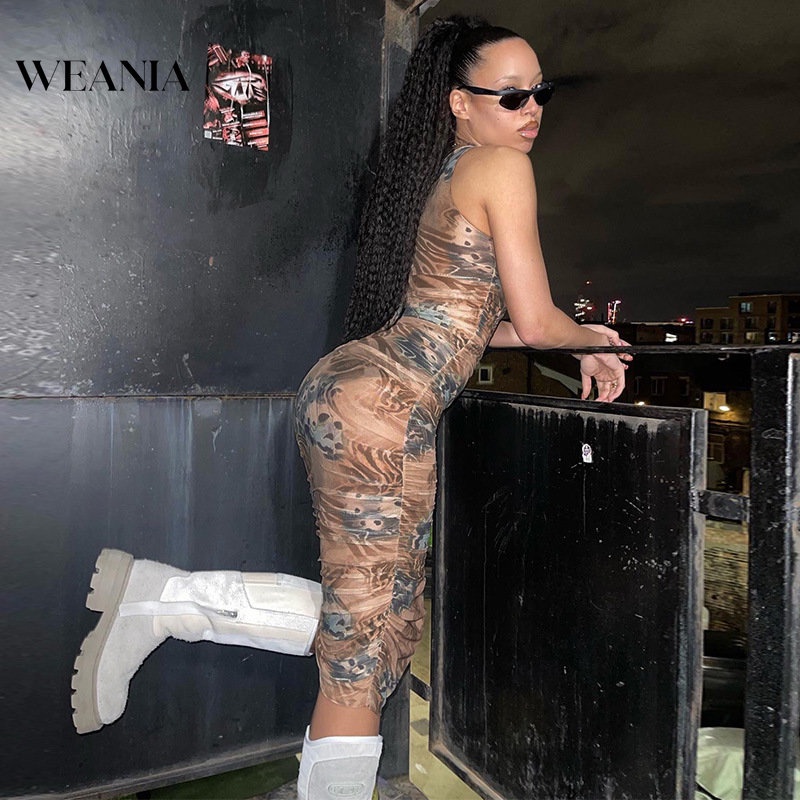 Đầm SáT NáCh Cổ TròN In HọA TiếT Nghệ ThuậT Cho Nữ