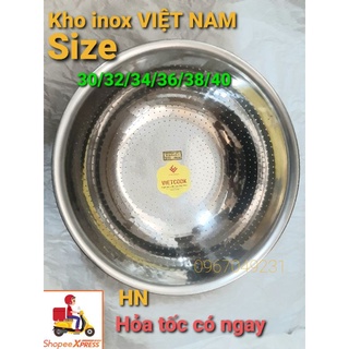 Rá inox,rá vo gạo đủ size 30,32,34,36,38,40,rá rổ inox 304 vietcook