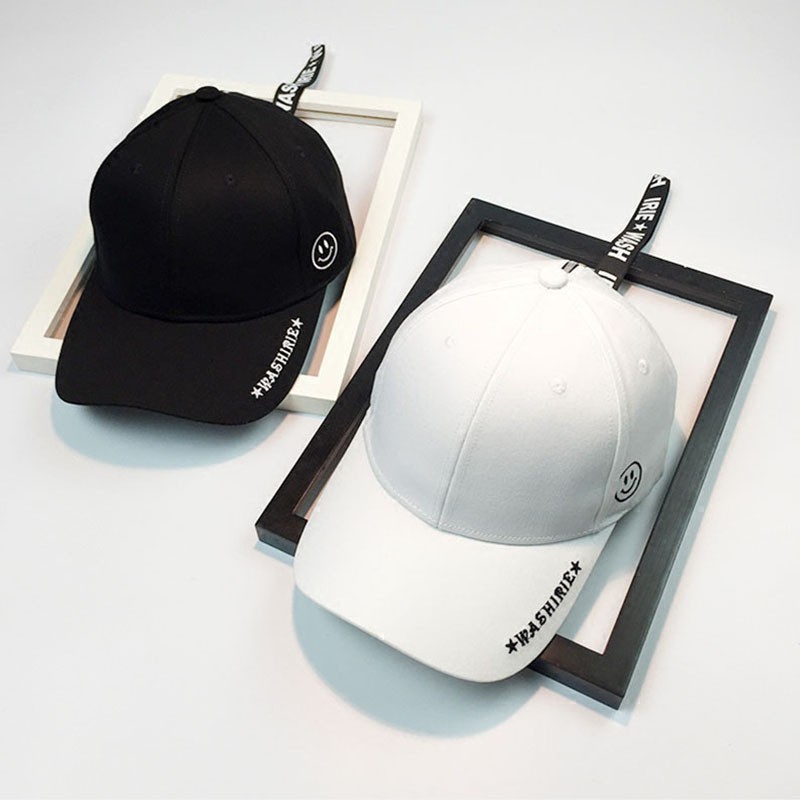 Nón Lưỡi Trai Có Khóa Kéo Dây Dài Hình Mặt Cười Sau Lưng