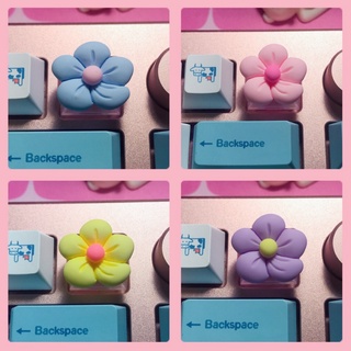 Nút Keycap lẻ bông hoa trang trí bàn phím cơ gaming, đế xuyên led - profile OEM 1u