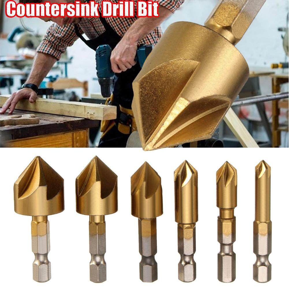 Bộ 6 mũi khoan thân lục giác HSS vát mép 6mm-19mm 1/4 inch khoét lỗ sáo 90 độ IBestMeasure