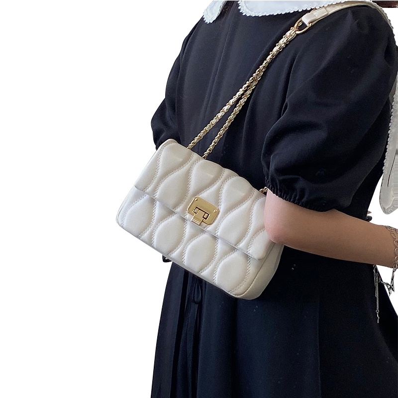 Túi xách/ đeo một bên vai IELGY phối dây xích họa tiết hình thoi đơn giản và đa năng cao cấp cho nữ