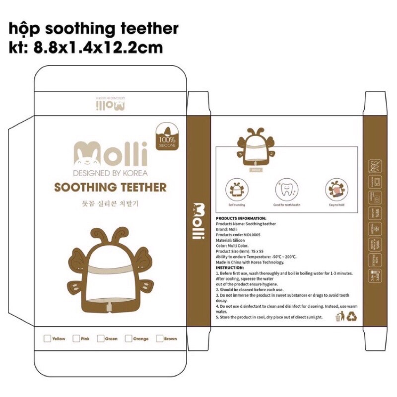 Gặm Nướu Silicone Cho Bé Hình Mặt Gấu Molli Bear Teeth Glue An Toàn Cho Bé