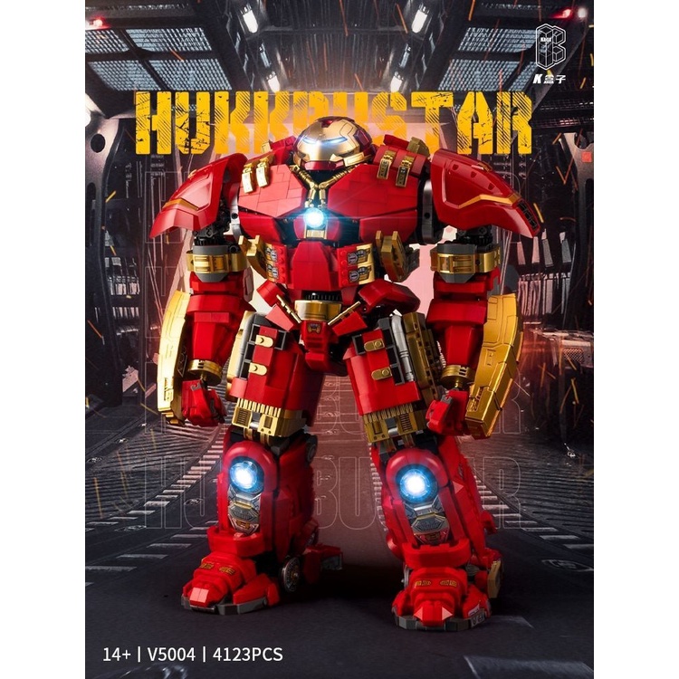Lắp ráp mô hình Super Heroes Ironman V5004 Mech Anti-Hulk MK44 siêu cấp có đèn led