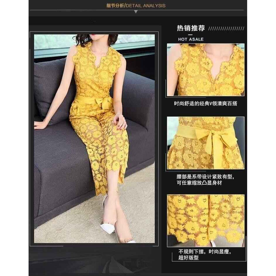 JUMSUIT ĐỒ BAY REN HOA QUẦN ỐNG RỘNG có size lơn XXL - HÀNG NHẬP KHẨU