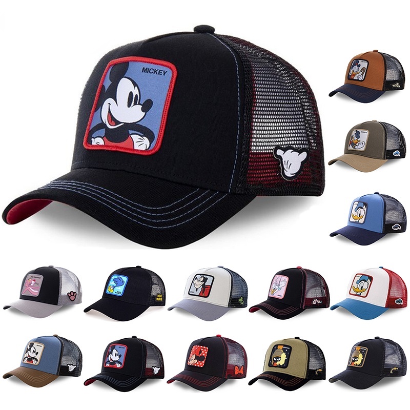 Nón lưỡi trai bằng cotton phối lưới họa tiết hoạt hình Disney Mickey phong cách hip hop dành cho nam và nữ
