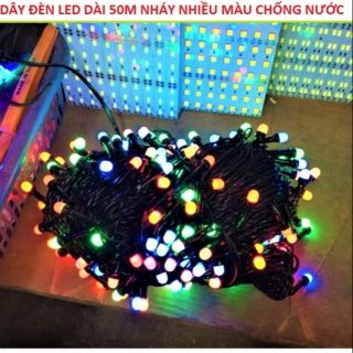 DÂY LED TRANG TRÍ NHẤP NHÁY NHIỀU MÀU SIÊU ĐẸP DÀI 50M TRỐNG NƯỚC 220V