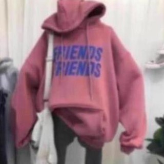 Áo hoodie nỉ nữ đen, bông dày dáng rộng champion Friend nb1
